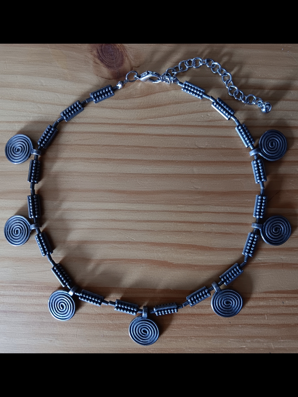 Tribe Silver Swirl Beaded Choker Necklace - 14.5" with 2.5" extender